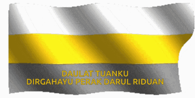 a yellow and white flag with the words daulat tuanku on it