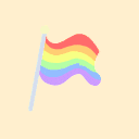 a drawing of a rainbow flag on a pole