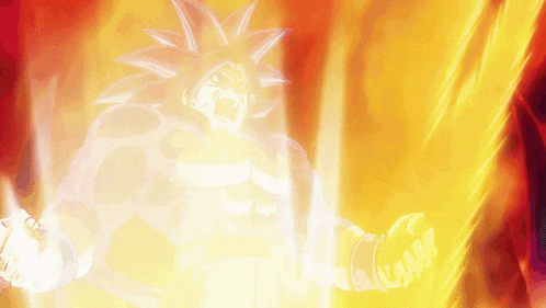 a cartoon character is surrounded by flames and has a glowing head