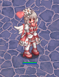 a girl in a red and white outfit is holding a heart