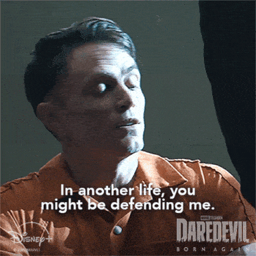 a poster for daredevil born again shows a man in a jail cell
