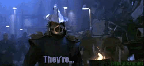 a man in a samurai costume says they 're in a dark room