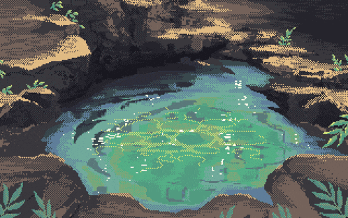 a pixel art drawing of a pool of water