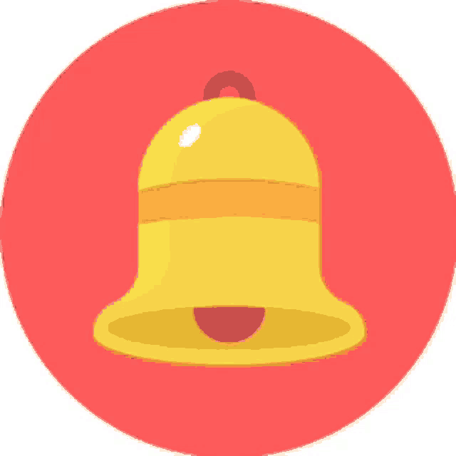 a yellow bell is in a red circle on a white background