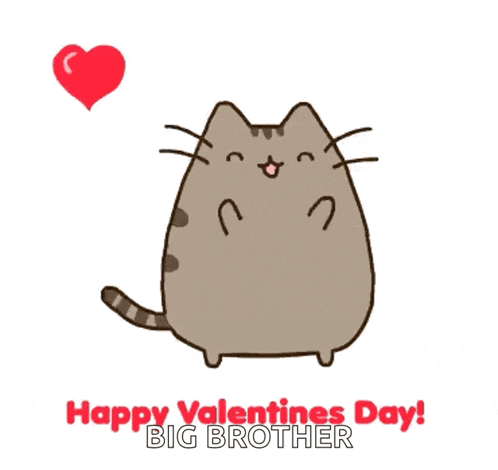 a happy valentines day big brother greeting card with a cartoon cat