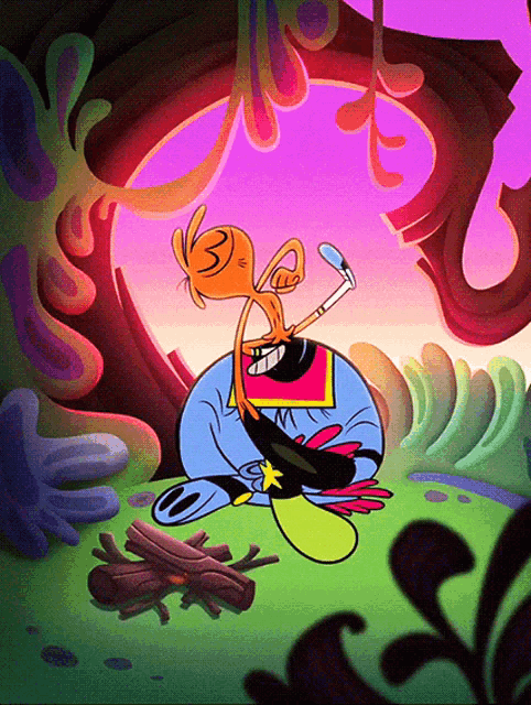 a cartoon drawing of a cartoon character with the number 3 on his head