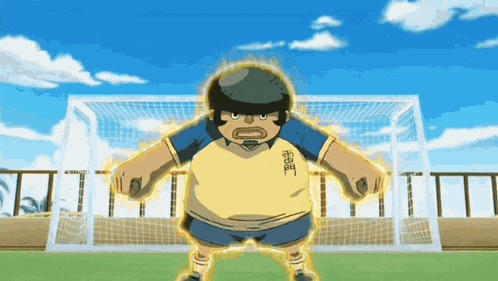 a cartoon character with chinese writing on his shirt and shorts