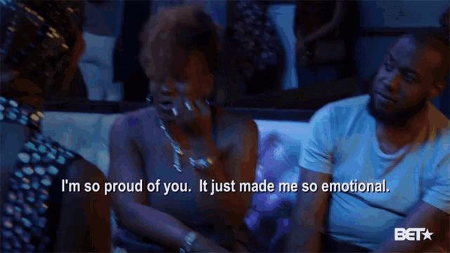 a woman says i 'm so proud of you it just made me so emotional in a bet advertisement