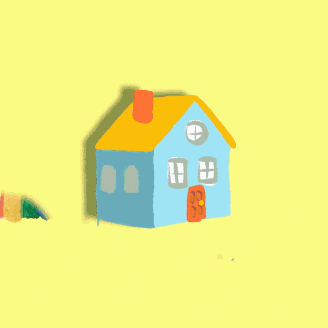 a drawing of a house and a rainbow with mag being able to pa