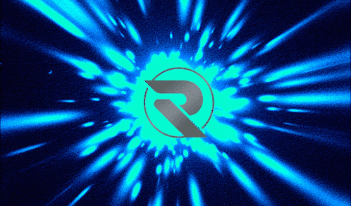 a blue background with a letter r in the center