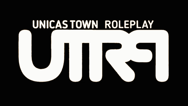a logo for unicas town roleplay shows a man in a tank top