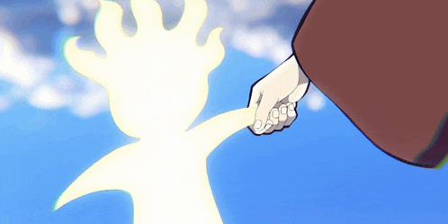 a cartoon drawing of a person holding a glowing object