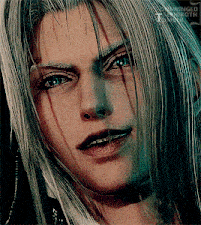 a close up of a person 's face with a watermark that says crowwinged sephiroth