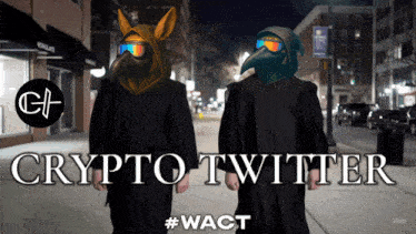 a poster for crypto twitter shows two people walking down a street