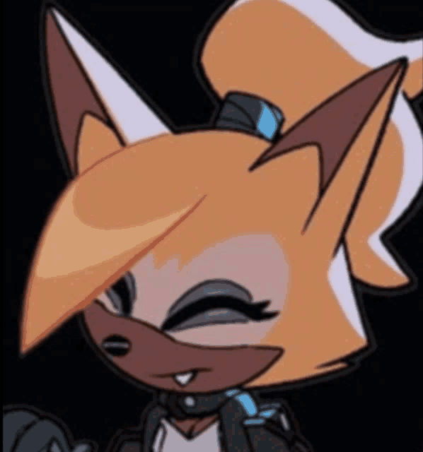 a cartoon drawing of a fox with a collar around its neck