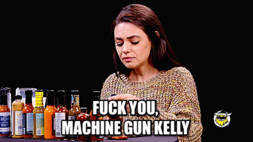 Mila Kunis Hot Ones GIF - Mila Kunis Hot Ones Machine Gun Kelly GIFs