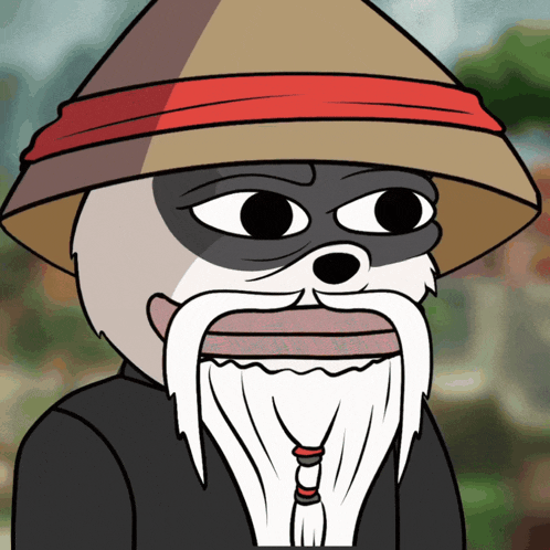 a cartoon drawing of a panda wearing a hat