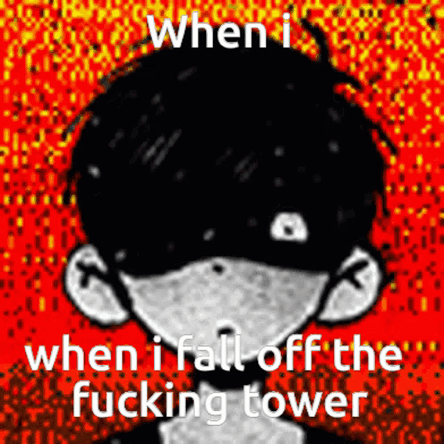 when i fall off the fucking tower written on a picture of a boy