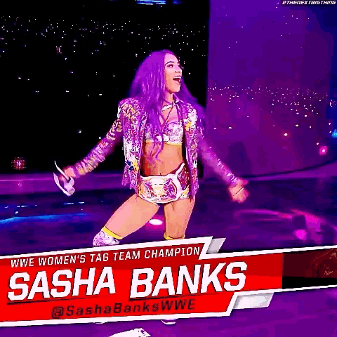 sasha banks is the women 's tag team champion for the wwe