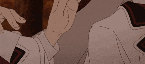 three anime characters are looking at each other and one has a surprised look on her face
