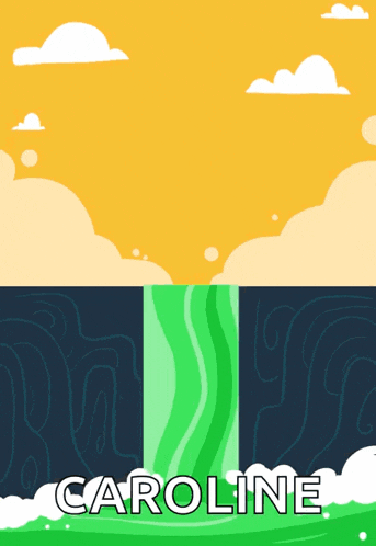an illustration of a waterfall with the name caroline on it