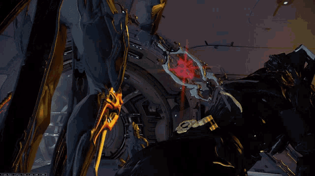 a screenshot of a video game shows a red light coming out of a hole in the wall