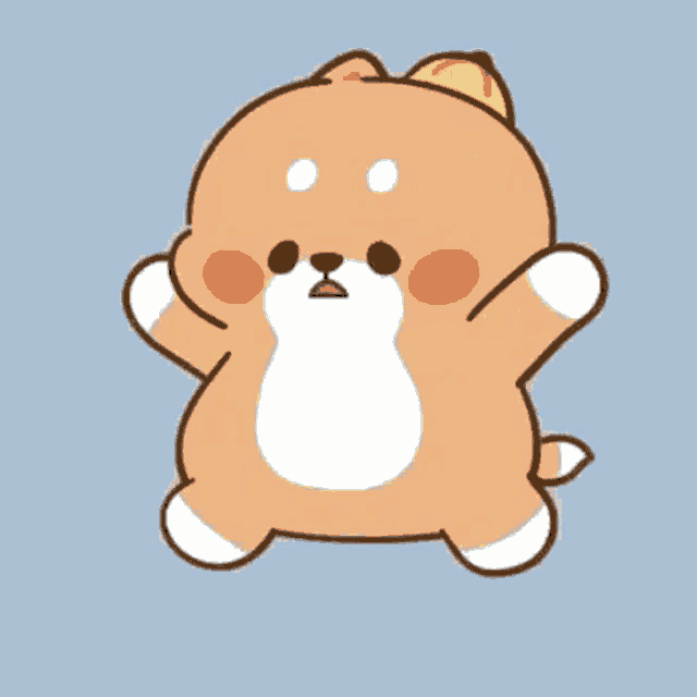 a cartoon shiba inu dog wearing a yellow hat is standing on its hind legs .