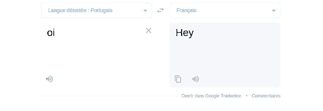 a screenshot of a google translate app showing oi and hey in different languages