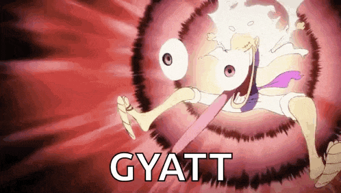a cartoon of a person with a long tongue and the word gyatt written on it .