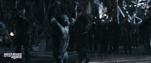 a poster for the archives of the apes shows a group of soldiers
