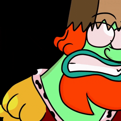 a cartoon of a man with a beard and red hair