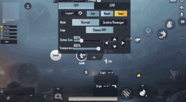 a screenshot of a video game with the tpp and fpp buttons