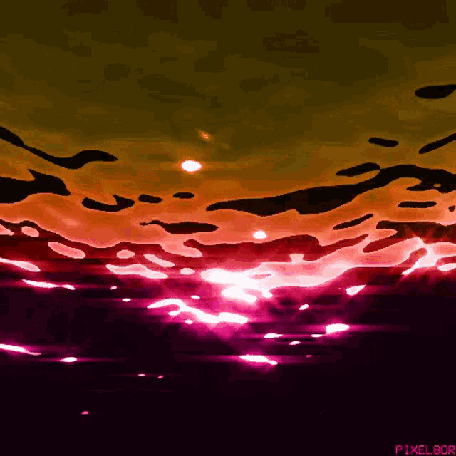 a pixel art of a sunset with the words pixel8or at the bottom