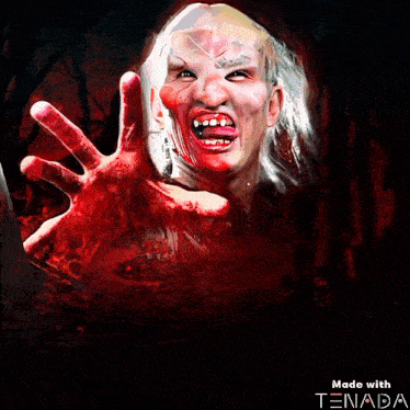 a painting of a monster with the word ons written in red letters