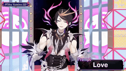 a video game character with a prompt that reads love