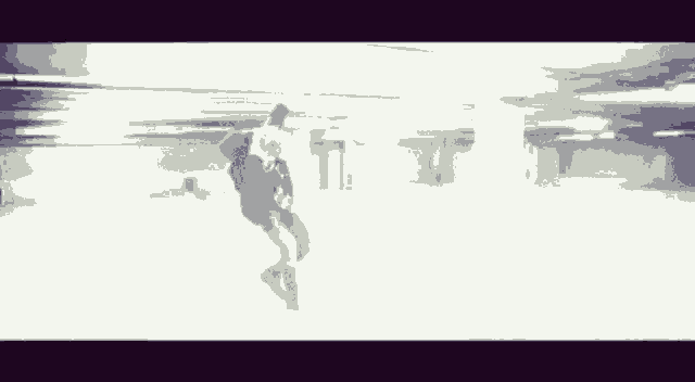 a black and white photo of a person in a parking lot