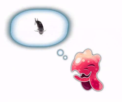 a cartoon drawing of a fish with a thought bubble over it