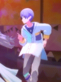 a person with blue hair is holding a piece of paper in their hand .