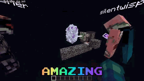 a screenshot of a minecraft game with the words amazing on the bottom