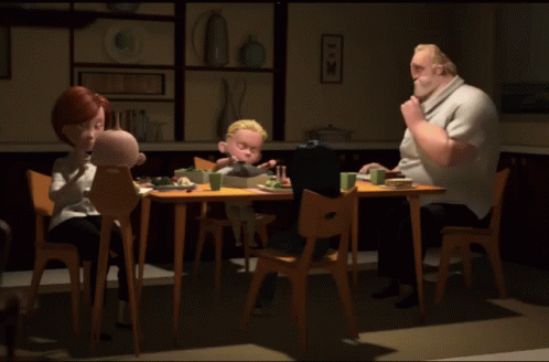 The Incredible Are Eating GIF - Theincredibles Familydinner Dinner GIFs