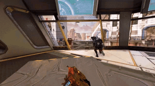a video game is being played in a room with a window
