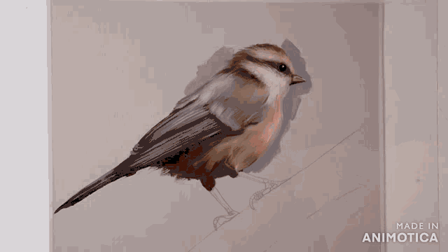 a painting of a bird is being made by animatica