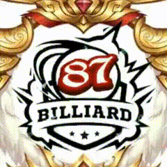 a close up of a billiard logo with the number 87