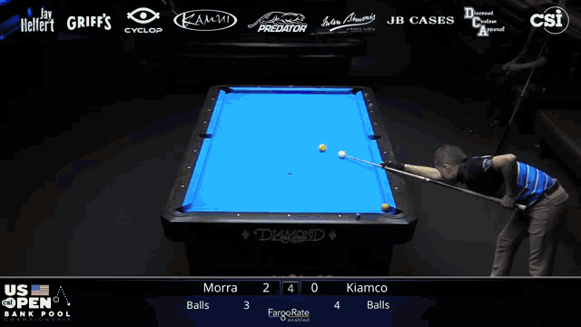 a pool table with a blue cloth sponsored by diamond
