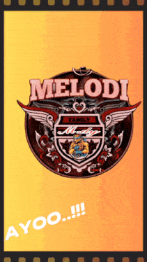 a logo for melodi family motorcycles is on a yellow background