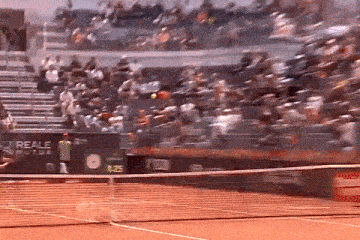 a tennis court with a banner that says reale mutua on it