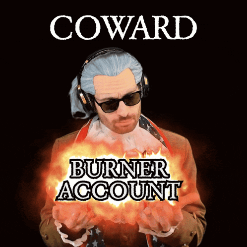 a poster for coward burner account with a man wearing sunglasses
