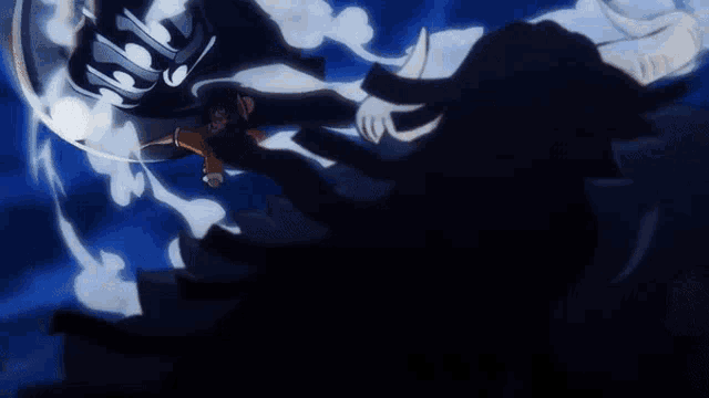 a person is flying through the air with a blue background