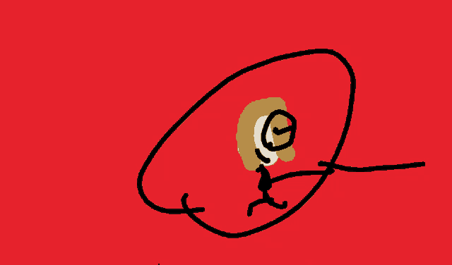 a drawing of a person laying down with a circle around their head