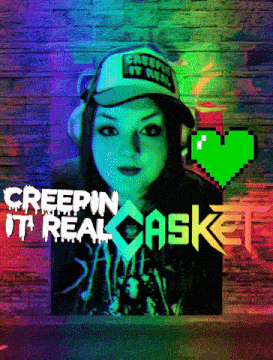 a poster with a girl wearing headphones and a hat that says creepin it real ask